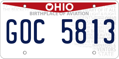 OH license plate GOC5813
