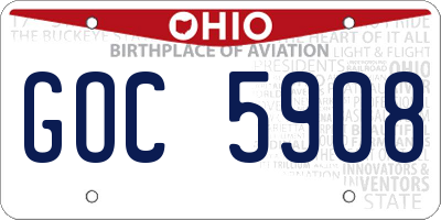 OH license plate GOC5908