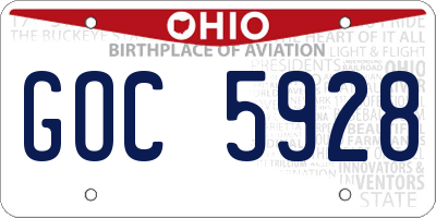 OH license plate GOC5928