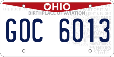 OH license plate GOC6013