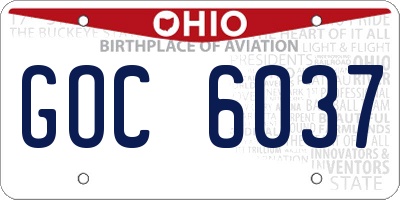 OH license plate GOC6037