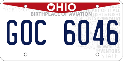 OH license plate GOC6046