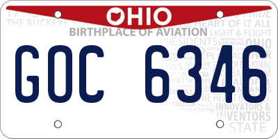 OH license plate GOC6346