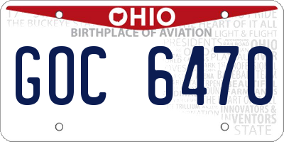 OH license plate GOC6470