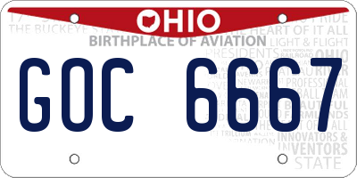 OH license plate GOC6667