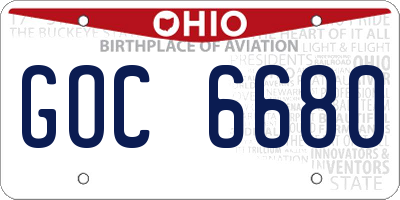 OH license plate GOC6680