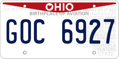 OH license plate GOC6927
