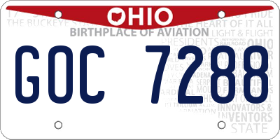 OH license plate GOC7288