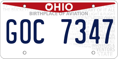 OH license plate GOC7347