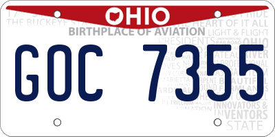 OH license plate GOC7355