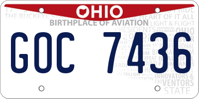 OH license plate GOC7436