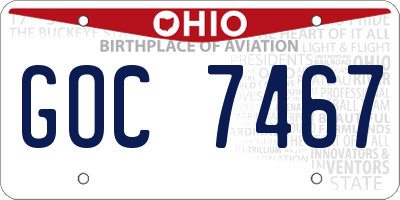 OH license plate GOC7467