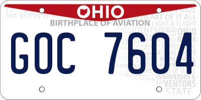 OH license plate GOC7604