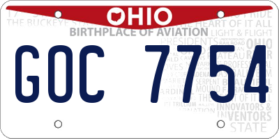 OH license plate GOC7754