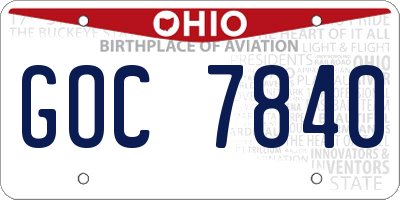 OH license plate GOC7840