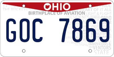 OH license plate GOC7869