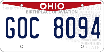 OH license plate GOC8094