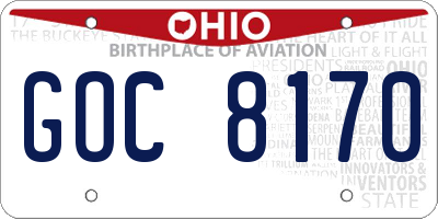 OH license plate GOC8170