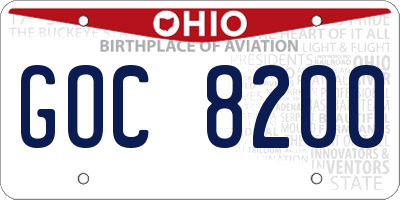OH license plate GOC8200