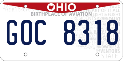 OH license plate GOC8318