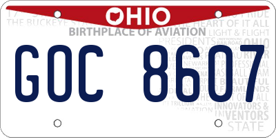 OH license plate GOC8607