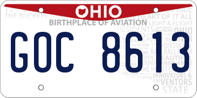 OH license plate GOC8613