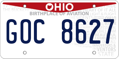OH license plate GOC8627