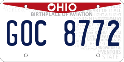 OH license plate GOC8772