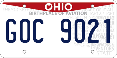 OH license plate GOC9021