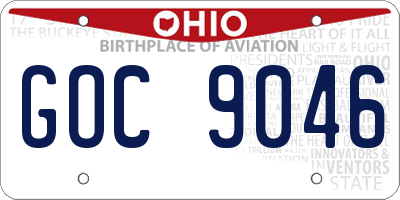 OH license plate GOC9046