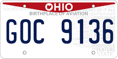 OH license plate GOC9136