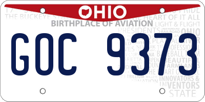 OH license plate GOC9373