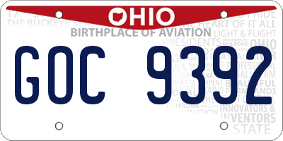 OH license plate GOC9392