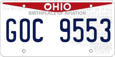 OH license plate GOC9553