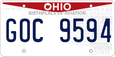 OH license plate GOC9594