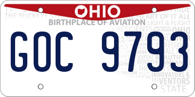 OH license plate GOC9793