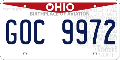 OH license plate GOC9972