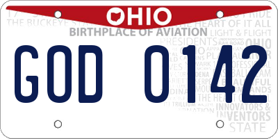 OH license plate GOD0142