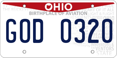 OH license plate GOD0320