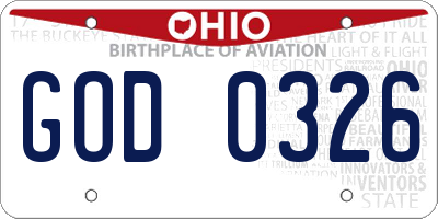 OH license plate GOD0326