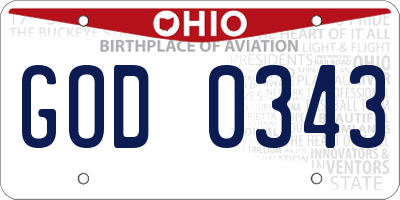 OH license plate GOD0343