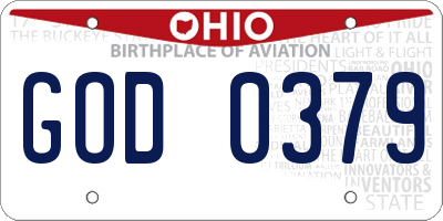 OH license plate GOD0379