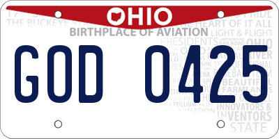 OH license plate GOD0425