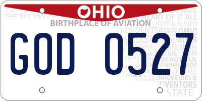 OH license plate GOD0527
