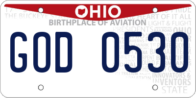 OH license plate GOD0530