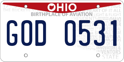 OH license plate GOD0531