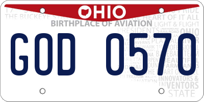 OH license plate GOD0570