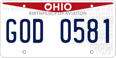OH license plate GOD0581