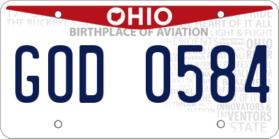 OH license plate GOD0584