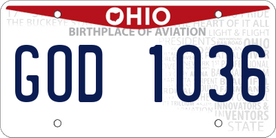 OH license plate GOD1036